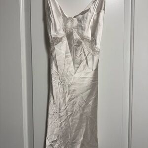 Victoria’s Secret Silky Lace-Trim Slip Dress in Ivory